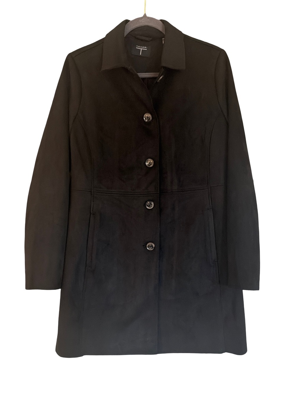T Tahari Black Single-Breasted Coat